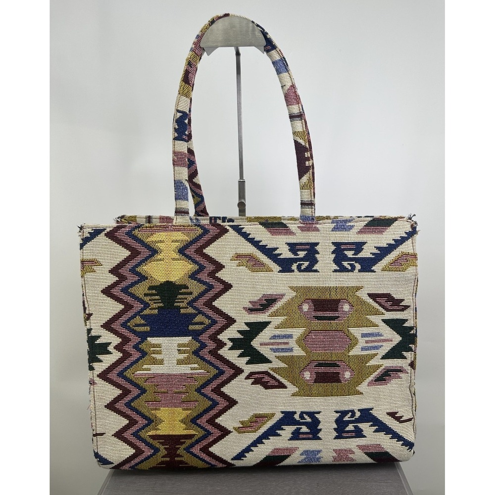 Boho Aztec Colorful Tote Bag Zipper Shoulder Bag Southwestern